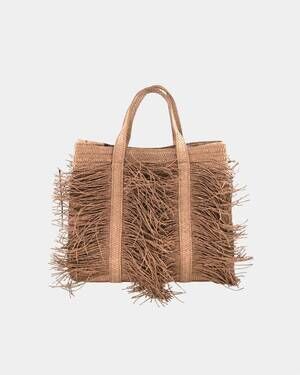 NEW BC HANDBAGS women's sahara fringe raffia tote bag in cocoa